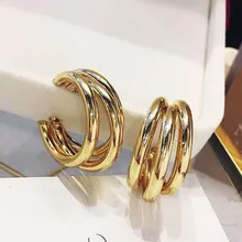 Fashion Vintage Geometric Alloy Hoop Earrings Statement Women's Multilayer Circle Metal Drop Earrings Jewelry Accessories