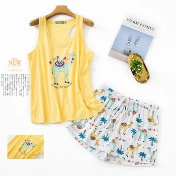 2020 Summer Cozy Sexy Sleeveless Shorts Pajama Sets Women Sleepwear O-neck Shorts Sleepwear Cute Cartoon Women Pyjamas
2020 Summer Cozy Sexy Sleeveless Shorts Pajama Sets Women Sleepwear O-neck Shorts Sleepwear Cute Cartoon Women Pyjamas