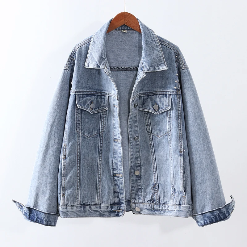Korean Rivet Denim Jacket Women Loose Outerwear Chaquetas Mujer Spring Autumn Casual Long sleeve Short Jeans Jacket Coat Female
Korean Rivet Denim Jacket Women Loose Outerwear Chaquetas Mujer Spring Autumn Casual Long sleeve Short Jeans Jacket Coat Female