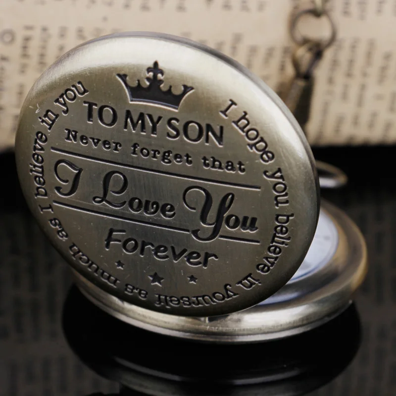 

Quartz Pocket Watch To My Son, I Love You Forever Engraving Personalized Pendant Clock Unique Fob Watch Xmas Birthday Gift