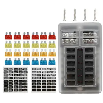 12V 24V Blade Fuse Box Holder 12/6 Ways Modified Fuse Light Box Trike Block For Car With Warning Terminal Marine Boat LED R2I8
12V 24V Blade Fuse Box Holder 12/6 Ways Modified Fuse Light Box Trike Block For Car With Warning Terminal Marine Boat LED R2I8