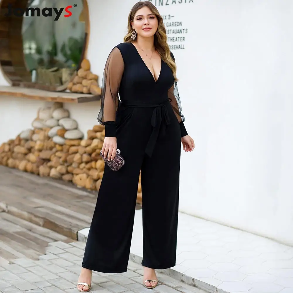 Plus Size Women Jumpsuit Vintage V Neck Mesh Patchwork Office Lady Overalls Wide Leg Workwear Combinaison Femme Oversize 4XL
Plus Size Women Jumpsuit Vintage V Neck Mesh Patchwork Office Lady Overalls Wide Leg Workwear Combinaison Femme Oversize 4XL