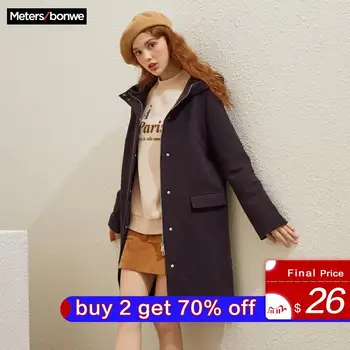 Metersbonwe Women Woolen Winter Coat outerwear Hooded clothing Lady Coat Simple and stylish Warm coat
Metersbonwe Women Woolen Winter Coat outerwear Hooded clothing Lady Coat Simple and stylish Warm coat