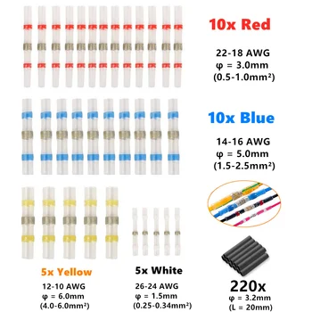 250Pcs Solder Seal Sleeve Wire Connectors Heat Shrink Tube Fast Butt Terminals Waterproof Insulated Electrical Wire Terminal 
250Pcs Solder Seal Sleeve Wire Connectors Heat Shrink Tube Fast Butt Terminals Waterproof Insulated Electrical Wire Terminal