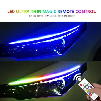 Ultra-thin Flexible RGB LED Strip Car Headlight Colorful Decorative Lamp Strip App Control Waterproof Daytime Running Light 
Ultra-thin Flexible RGB LED Strip Car Headlight Colorful Decorative Lamp Strip App Control Waterproof Daytime Running Light