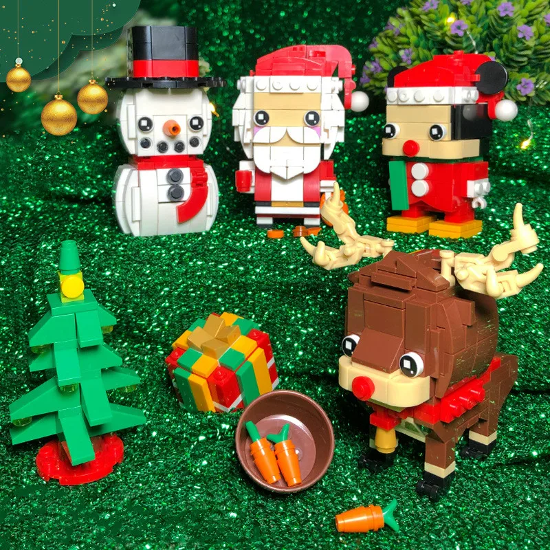 Фото Santa Claus Christmas tree Snowman elk puzzle assembly children birthday building block toy gift | Игрушки и хобби