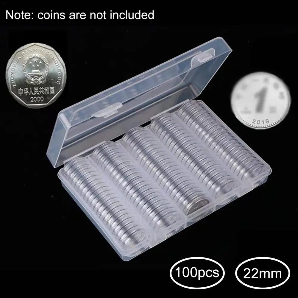Clear Coin Storage Box 100 Pcs 22mm Coin Capsules Round Holder Container Acrylic Gasket Organizer Coin Collection Display Case 
Clear Coin Storage Box 100 Pcs 22mm Coin Capsules Round Holder Container Acrylic Gasket Organizer Coin Collection Display Case