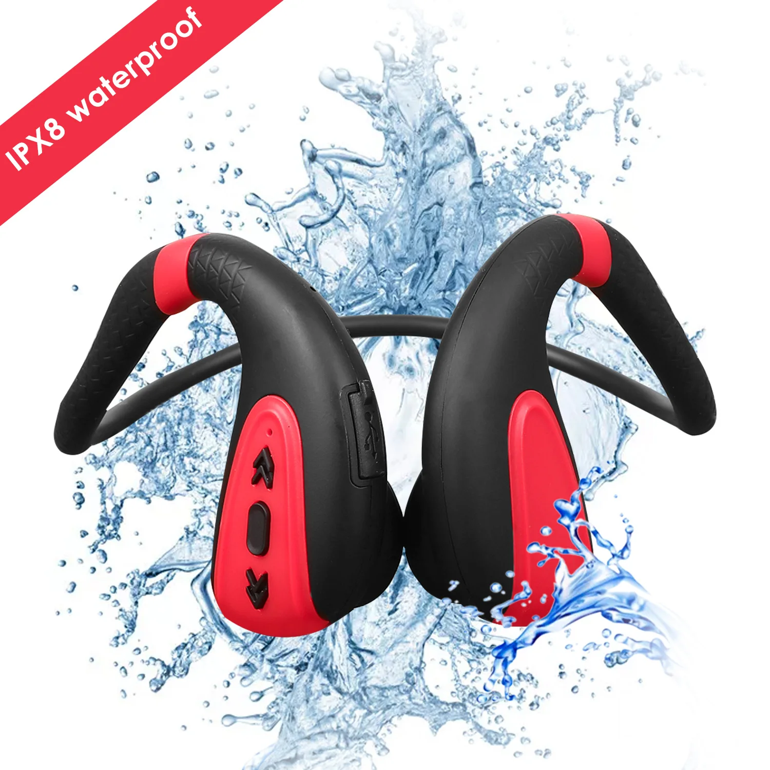 IPX8 Waterproof Earphones 2 in 1 8G MP3 Player & Bluetooth Wireless Neckband Bone Conduction Headset for Sports Swimming Diving
IPX8 Waterproof Earphones 2 in 1 8G MP3 Player & Bluetooth Wireless Neckband Bone Conduction Headset for Sports Swimming Diving