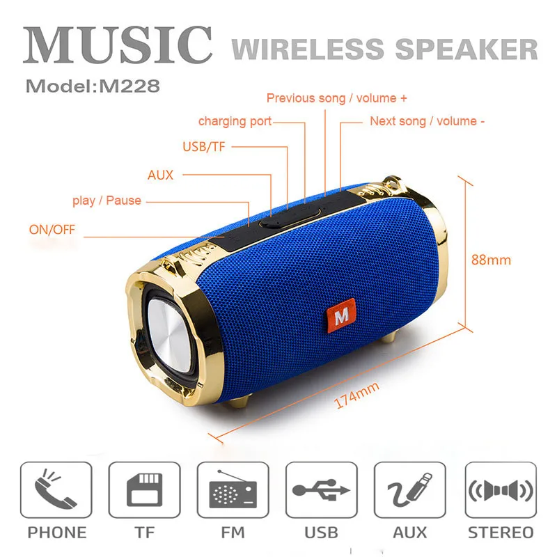50W wireless bluetooth speaker outdoor portable subwoofer 3D stereo speaker 4000mAh music center, battery 48 hours FM/AUX/TF 50W wireless bluetooth speaker outdoor portable subwoofer 3D stereo speaker 4000mAh music center, battery 48 hours FM/AUX/TF
