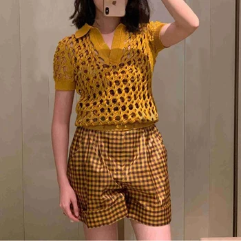 TOP QUALITY Newest 2020 Stylish Runway Suit Set Women's short Slevee Hollow Out knitting top Plaid Shorts Set
TOP QUALITY Newest 2020 Stylish Runway Suit Set Women's short Slevee Hollow Out knitting top Plaid Shorts Set