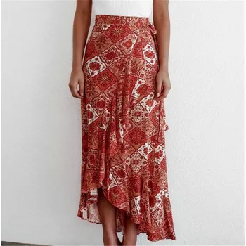 Sweet Women Long Skirts New Boho Floral Printed Loose High Waisted Skirt Female Lace-up Split Beach Skirts Ladies' Beach Skirts
Sweet Women Long Skirts New Boho Floral Printed Loose High Waisted Skirt Female Lace-up Split Beach Skirts Ladies' Beach Skirts