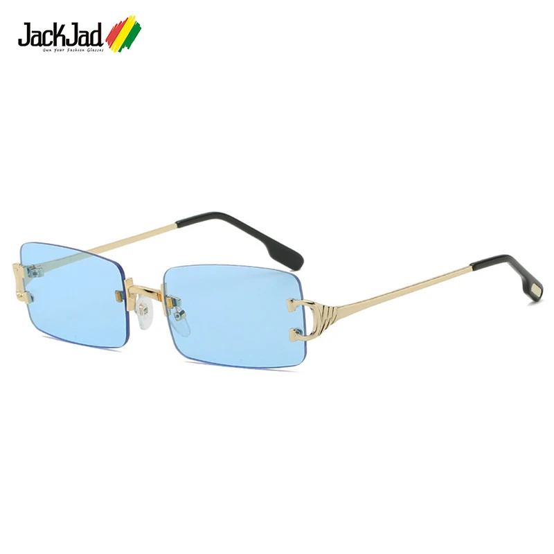 

JackJad 2021 модные современные прямоугольные стильные очки без оправы ТИНТ океанские линзы солнцезащитные очки ins Женские винтажные брендовые дизайнерские солнцезащитные очки 8095