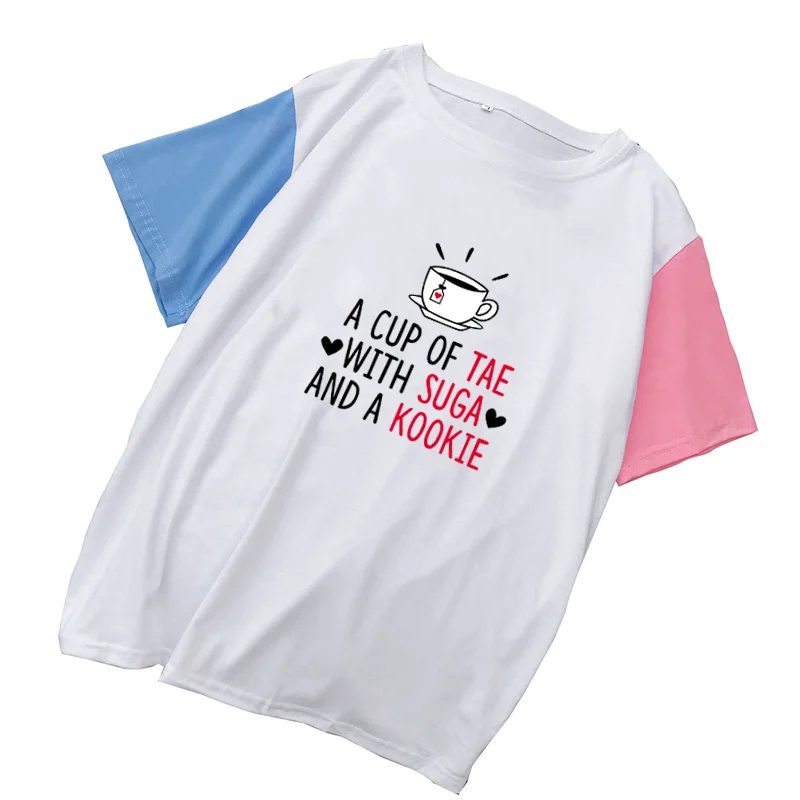 Summer Women T Shirt Harajuku Kawaii Cute A CUP OF TEA WITH SUGA AND A KOOKIE Print Tops Casual Harajuku Spell Color Cotton Tees
Summer Women T Shirt Harajuku Kawaii Cute A CUP OF TEA WITH SUGA AND A KOOKIE Print Tops Casual Harajuku Spell Color Cotton Tees