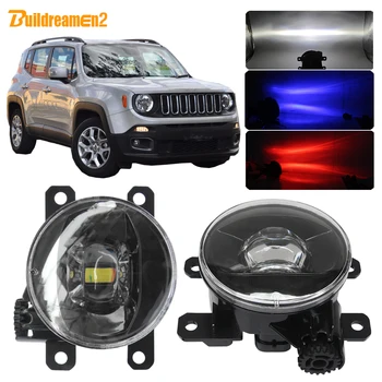 Buildreamen2 Car LED Fog Light Projector Fog Lamp Devil Eye DRL Adjustable Light Beam For Jeep Renegade BU 2015 2016 2017 2018