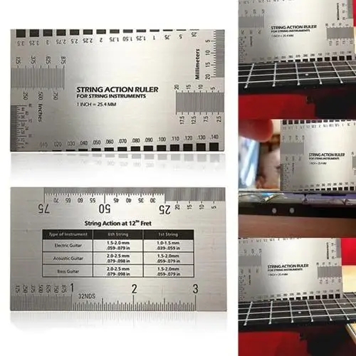 String Action Gauge Ruler Guide Setup Luthier Measuring for Electric Guitar Bass
String Action Gauge Ruler Guide Setup Luthier Measuring for Electric Guitar Bass