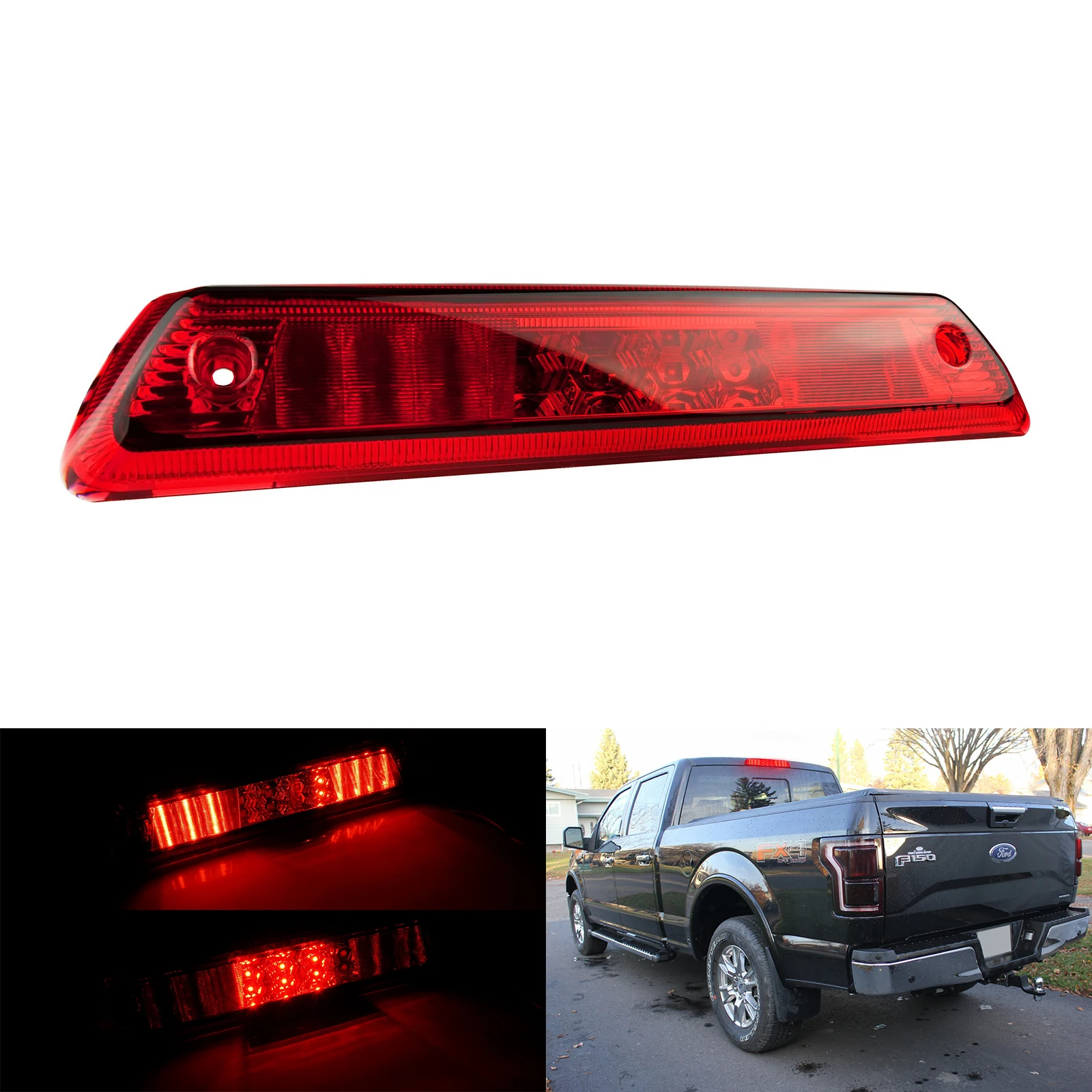 

ANGRONG 1X LED Third 3rd Brake Stop Tail Light Cargo Lamp Red Lens For 2009-2014 Ford F-150