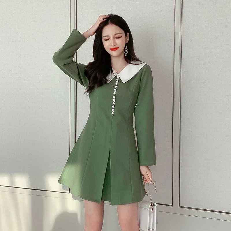 Vintage Elegant Winter Woolen Dress Women Simple Casual Green Spell Color Mini A Line Dress High Waist OL Long Sleeve Robe Femme
Vintage Elegant Winter Woolen Dress Women Simple Casual Green Spell Color Mini A Line Dress High Waist OL Long Sleeve Robe Femme