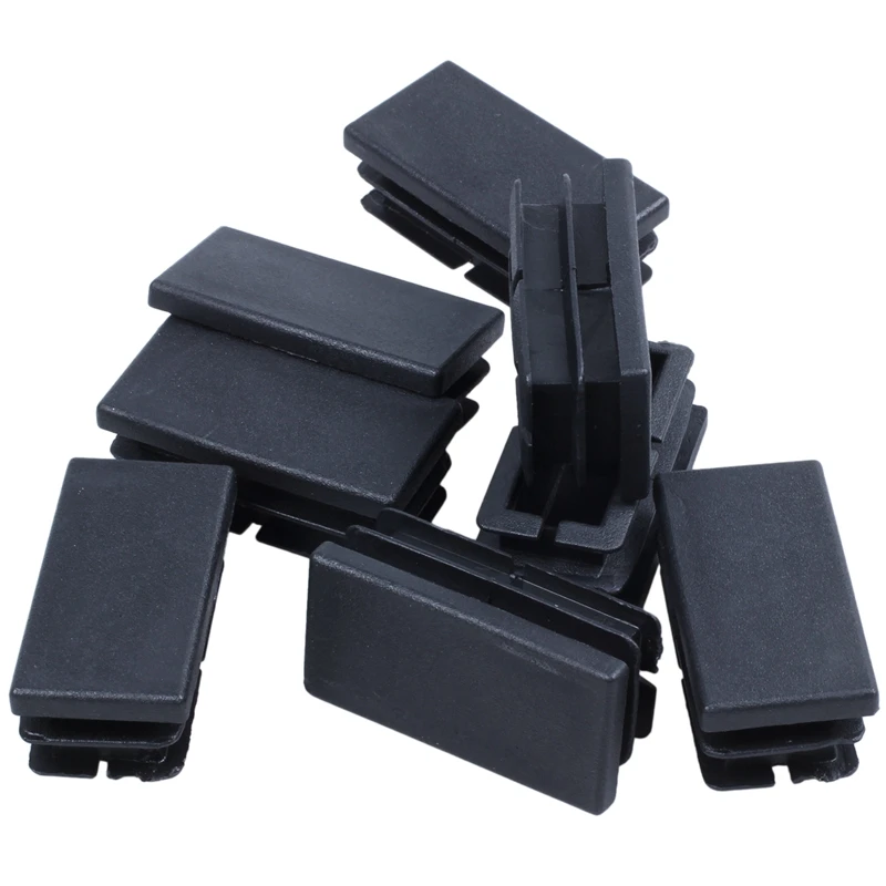 8 Pcs Black Plastic Rectangular Blanking End Caps Inserts 20mm x 40mm |
