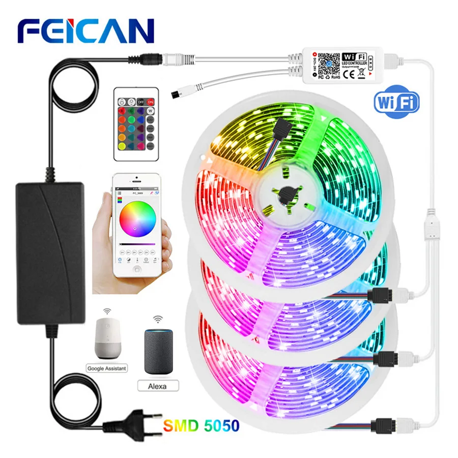 WiFi LED Strip 15M 5050 RGB LED Light Strip Waterproof APP Bluetooth Control RGB Strip 12V Luces LED Lihgts for Room RGB Tape
WiFi LED Strip 15M 5050 RGB LED Light Strip Waterproof APP Bluetooth Control RGB Strip 12V Luces LED Lihgts for Room RGB Tape