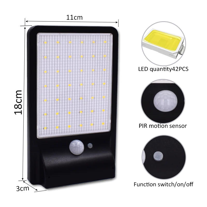 Upgraded 42 LED Solar Light Ultra-thin Wireless PIR Motion Sensor Solar Lamp Ip65 Waterproof Outdoor Lighting Lights Garden Wall
Upgraded 42 LED Solar Light Ultra-thin Wireless PIR Motion Sensor Solar Lamp Ip65 Waterproof Outdoor Lighting Lights Garden Wall