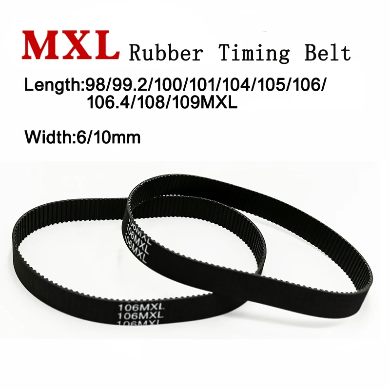 

5pieces MXL Rubber Timing Belt Trapezoidal Small Tooth Synchronous Drive Belts 98/99.2/100/101/104/105/106/106.4/108/109MXL