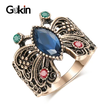 Gukin Hot Vintage Butterfly Rings For Women Antique Gold Blue Resin Crystal Gift Wedding Jewelry 
Gukin Hot Vintage Butterfly Rings For Women Antique Gold Blue Resin Crystal Gift Wedding Jewelry