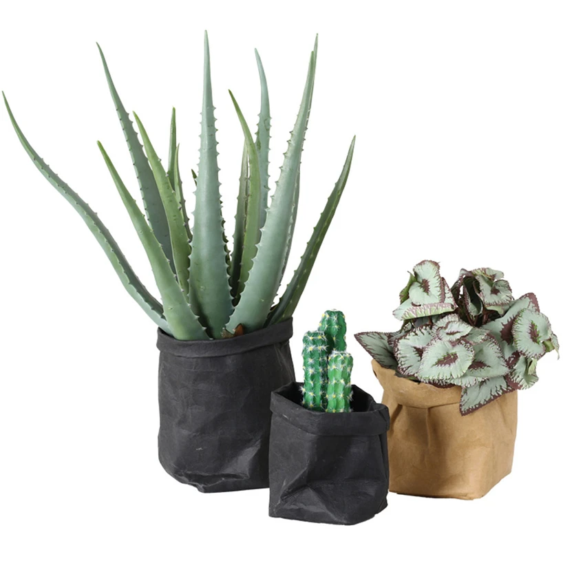 Washable kraft paper bag plant flower pot multifunctional portable simple home garden storage bag save space reuse