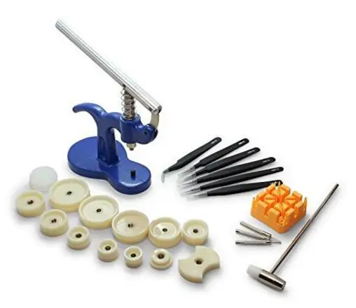 Watch Repair Tool 24 Pieces Watch Capping Machine Multi Purpose Tweezers Unloading Steel Belt Set Pressure Table Back Cover
Watch Repair Tool 24 Pieces Watch Capping Machine Multi Purpose Tweezers Unloading Steel Belt Set Pressure Table Back Cover