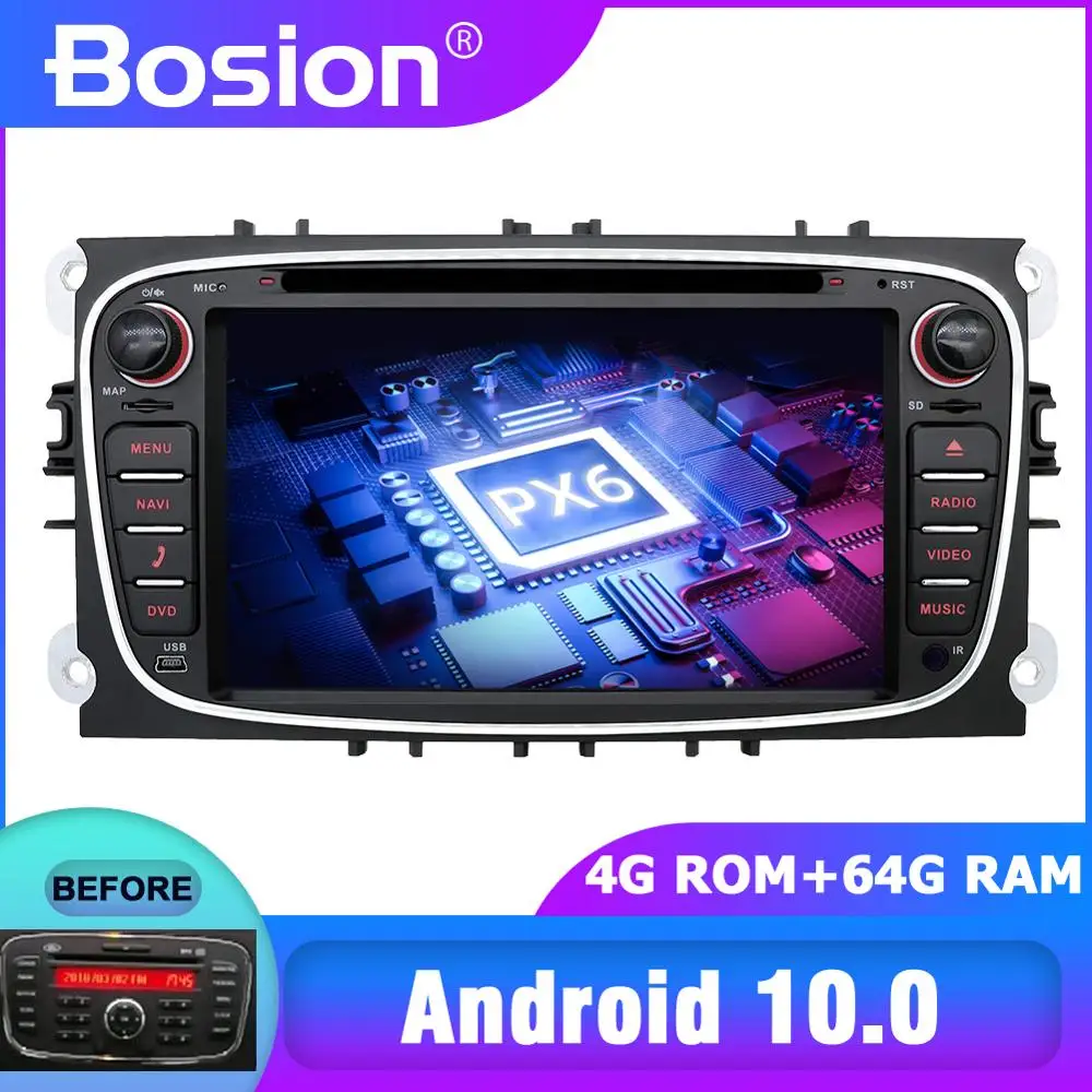 Автомагнитола PX6 DSP для Ford/Focus/S Max/Mondeo 9/GalaxyC Max мультимедийный видеоплеер навигация