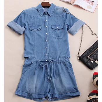 Women Summer Short Sleeve Denim Jumpsuit Short Denim Rompers For Woman Casual Loose Wide Leg Jeans Jumpsuit Denim Playsuit 
Women Summer Short Sleeve Denim Jumpsuit Short Denim Rompers For Woman Casual Loose Wide Leg Jeans Jumpsuit Denim Playsuit