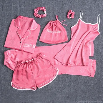 Explosion Seven Sets Pajamas Female Spring and Autumn Summer Silk Cardigan Tracksuit 7-Piece Silk Women's Pajama Sets
Explosion Seven Sets Pajamas Female Spring and Autumn Summer Silk Cardigan Tracksuit 7-Piece Silk Women's Pajama Sets