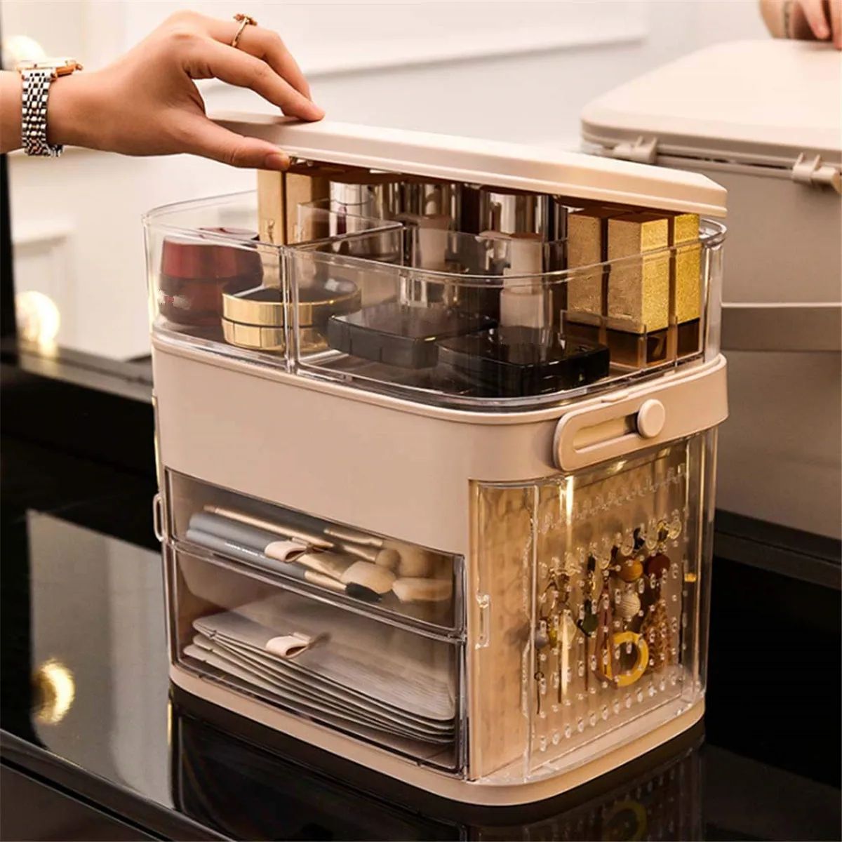 Rotate Multi-layer Drawer Dressing Table Makeup Holder Cosmetic Storage Box Folding Jewelry Box For Jewelry Cosmetic Organizer
Rotate Multi-layer Drawer Dressing Table Makeup Holder Cosmetic Storage Box Folding Jewelry Box For Jewelry Cosmetic Organizer
