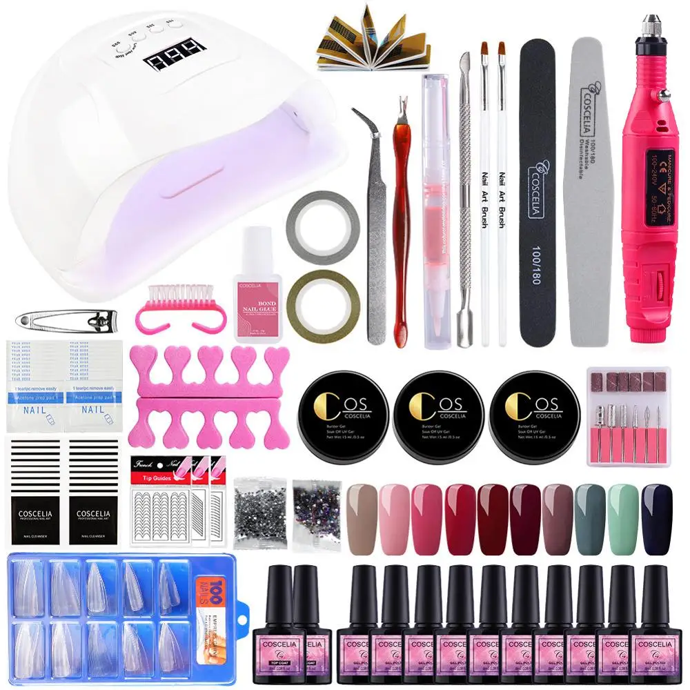 COSCELIA 54W High Quality Lamp 10Pcs Gel Nail Polish Set Tools For Manicure Nail Art Set For Gel Varnish Nail Kit Manicure Set
COSCELIA 54W High Quality Lamp 10Pcs Gel Nail Polish Set Tools For Manicure Nail Art Set For Gel Varnish Nail Kit Manicure Set