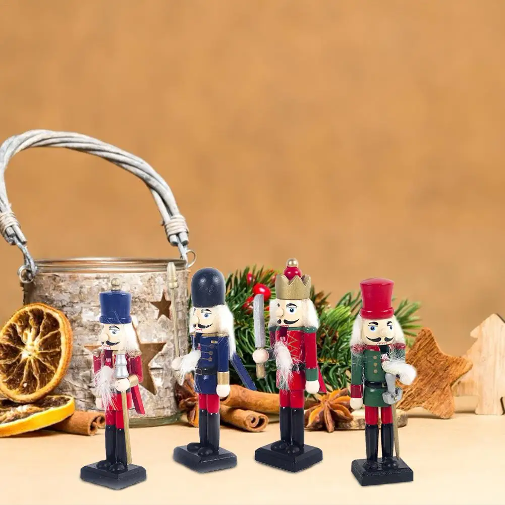 4pcs wooden nutcracker doll soldier handmade puppet for