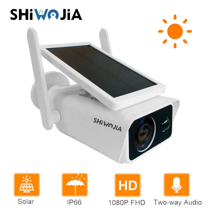 SHIWOJIA Solar Battery IP Camera Wifi Solar Security Bullet 1080P Video Walkie Talkie Low Power Monitor Top Brand Wireless Cam
SHIWOJIA Solar Battery IP Camera Wifi Solar Security Bullet 1080P Video Walkie Talkie Low Power Monitor Top Brand Wireless Cam