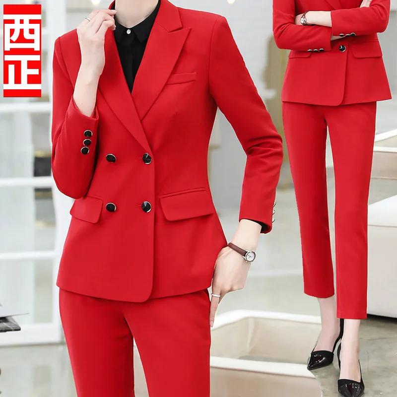 Spring Festival Bright Red Autumn Workplace Interview-Salesman Group Clothes Double Breasted Pocket Business WOMEN'S Dress Long-
Spring Festival Bright Red Autumn Workplace Interview-Salesman Group Clothes Double Breasted Pocket Business WOMEN'S Dress Long-