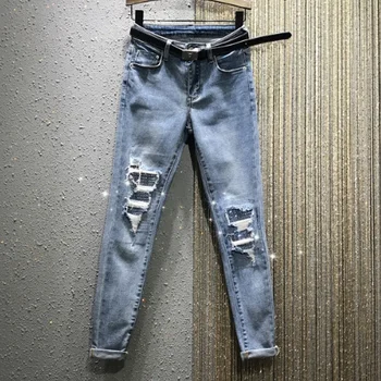 European Stye Jeans Woman 2020 Spring New High-Waist Ripped Hot Drilling Stretch Rolled Feet Jeans Pencil Pants Women's Jeans
European Stye Jeans Woman 2020 Spring New High-Waist Ripped Hot Drilling Stretch Rolled Feet Jeans Pencil Pants Women's Jeans