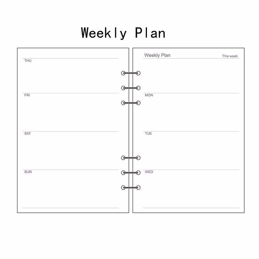 A5 Planner Diary Insert Refill NoteBook Schedule Organiser Plan Paper 40 Sheets