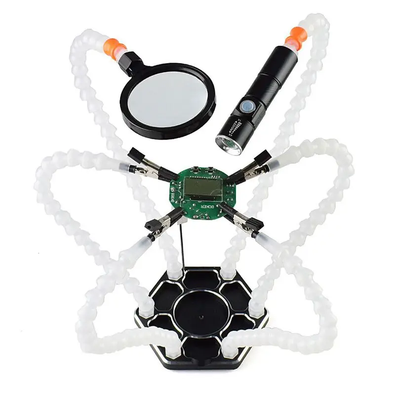 1pcs Soldering Station Third Pana Hand with 6pc Helping Hands USB Rechargeable Flashlight Magnifying Glass Welding Tool(white)
1pcs Soldering Station Third Pana Hand with 6pc Helping Hands USB Rechargeable Flashlight Magnifying Glass Welding Tool(white)