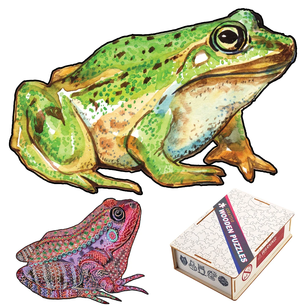 

Unique Frog 3D Wooden Puzzle Adult Kids Jigsaw Puzzles Animal Puzzles Boutique Gift Box Packaging Children Christmas Gifts Toys