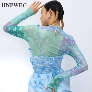 2020 new summer full sleeves colorful printed round neck slim mesh clothes bottoms wear T shirt female top T307
2020 new summer full sleeves colorful printed round neck slim mesh clothes bottoms wear T shirt female top T307