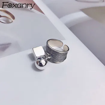 Foxanry 925 Sterling Silver Rings for Women New Fashion Simple Square Ball Pendant Vintage Punk Birthday Party Jewelry Gifts
Foxanry 925 Sterling Silver Rings for Women New Fashion Simple Square Ball Pendant Vintage Punk Birthday Party Jewelry Gifts