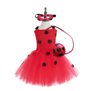 

Ladybug Girls Costume Birthday Party Tutu Dress Kids Halloween Lady Bug Costumes Outfit Ladybird Fancy Dress Performance Gown