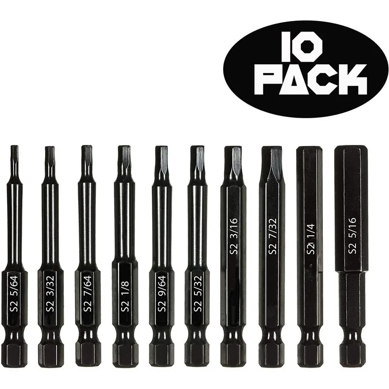 SUNSHINE 10 Pcs Hex Head Allen Wrench Drill Bit Set Magnetic Tips - Quick Release Shank S2 Steel Alloy
SUNSHINE 10 Pcs Hex Head Allen Wrench Drill Bit Set Magnetic Tips - Quick Release Shank S2 Steel Alloy