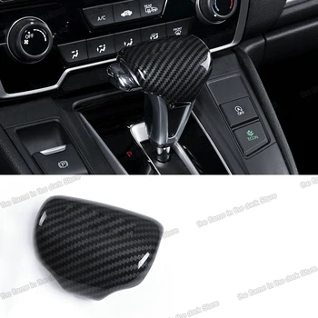 

Lsrtw2017 carbon fiber abs car gear lever cover trims for honda crv 2017 2018 2019 2020 2021 cr-v shift knob chrome head cap