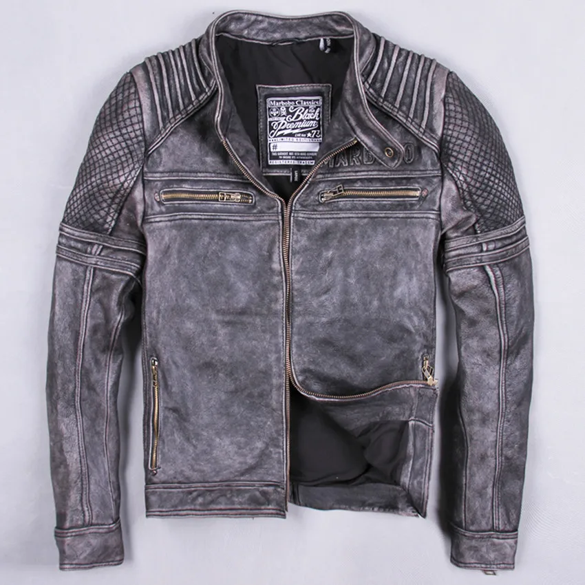 Vintage pattern men real cowskin do old slim motorcycle jacket punk style gray men's leather coat wind jackets
Vintage pattern men real cowskin do old slim motorcycle jacket punk style gray men's leather coat wind jackets