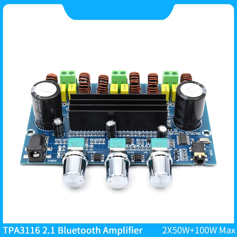 

TPA3116D2 Audio Amplifier Bluetooth 5.0 Three Channels Bass 100W 2X50W High Power Amplifiers Board Class D TPA3116 2.1 Amp