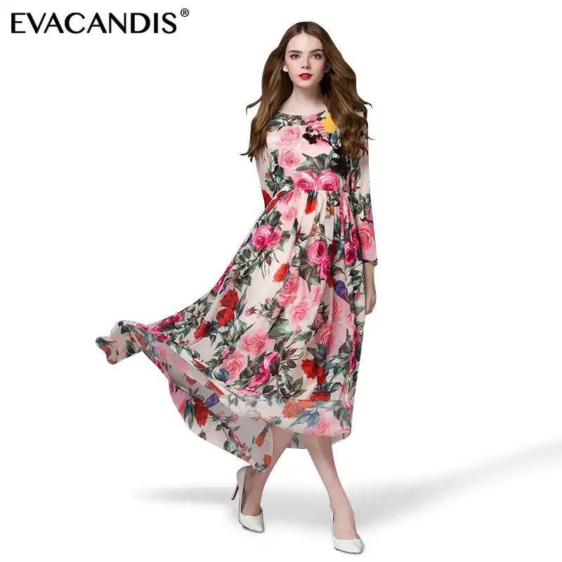 pink floral maxi dress with sleeves