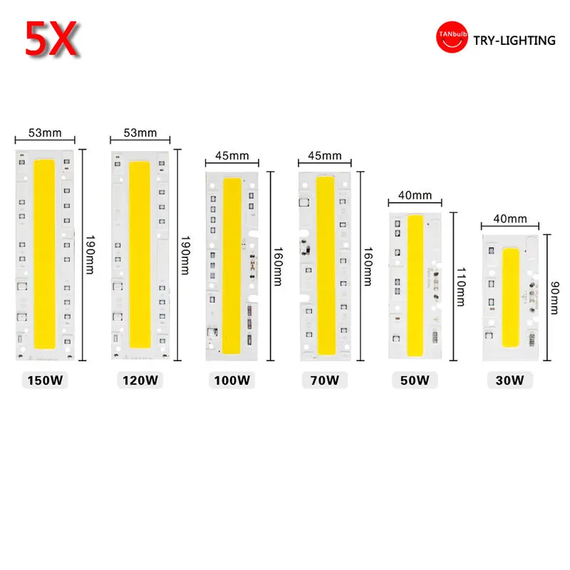 5 PCS LED COB 30W 50W 70W 100W 120W 150W AC 220V AC 110V AC projection light engine driver-free LED integrated COB lamp beads
5 PCS LED COB 30W 50W 70W 100W 120W 150W AC 220V AC 110V AC projection light engine driver-free LED integrated COB lamp beads