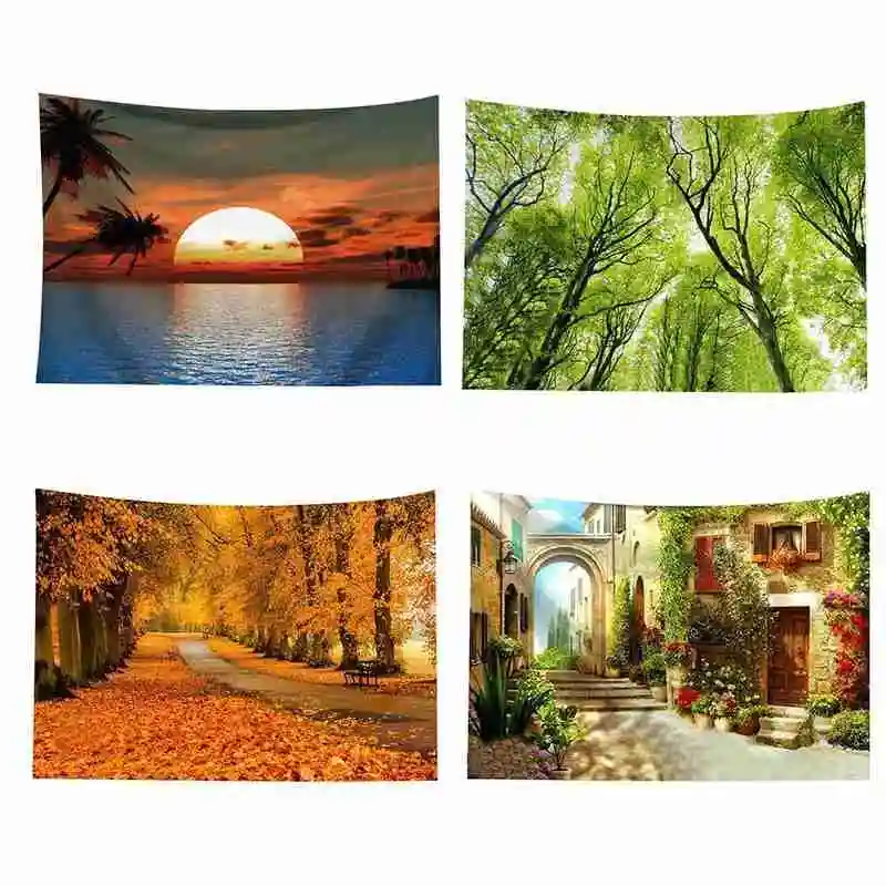 

Natural Scenery Tapestry Forest Plant Landscape Tapestry Wall Hanging Indian Throw Mandala Hippie Bedspread Bohemian Home Decor